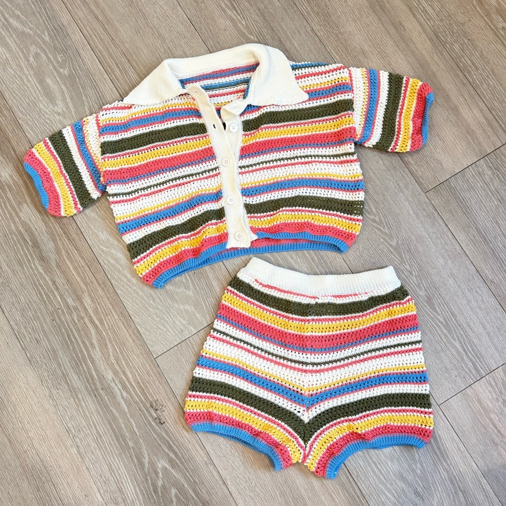 Colorful Striped Knit Set
